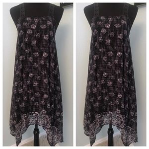 Black Lightweight Floral Spring Midi Dress